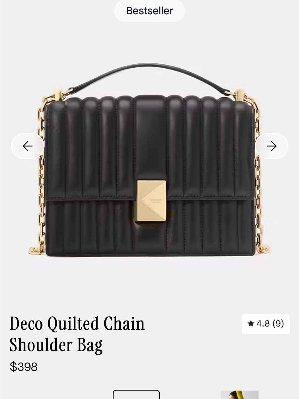 Kate Spade Deco Quilted Chain Shoulder Bag - Black